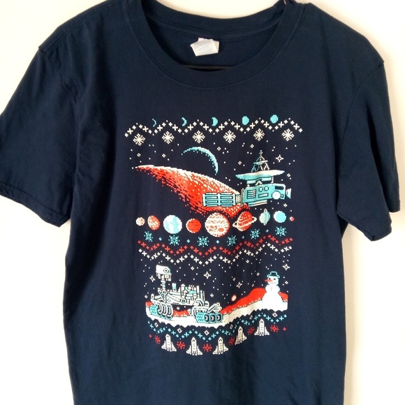 Graphic Image Other - SPACE CHRISTMAS MENS LARGE SNOWMAN GRAPHIC T-SHIRT